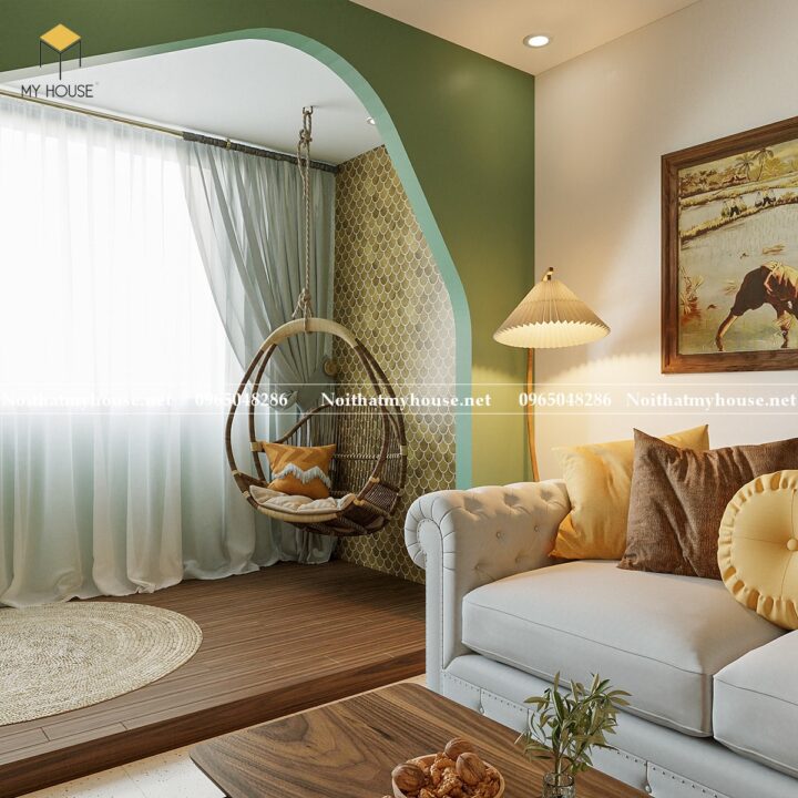 Thiết kế nội thất chung cư Sky Oasis phong cách Indochine