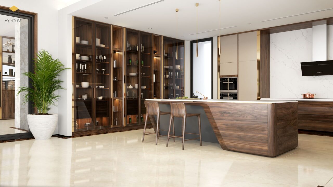 Phòng bếp gỗ óc chó - Mẫu nội thất đẹp, thiết kế sang trọng, đa năng 29