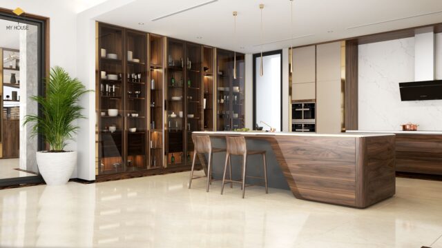 Phòng bếp gỗ óc chó - Mẫu nội thất đẹp, thiết kế sang trọng, đa năng 3
