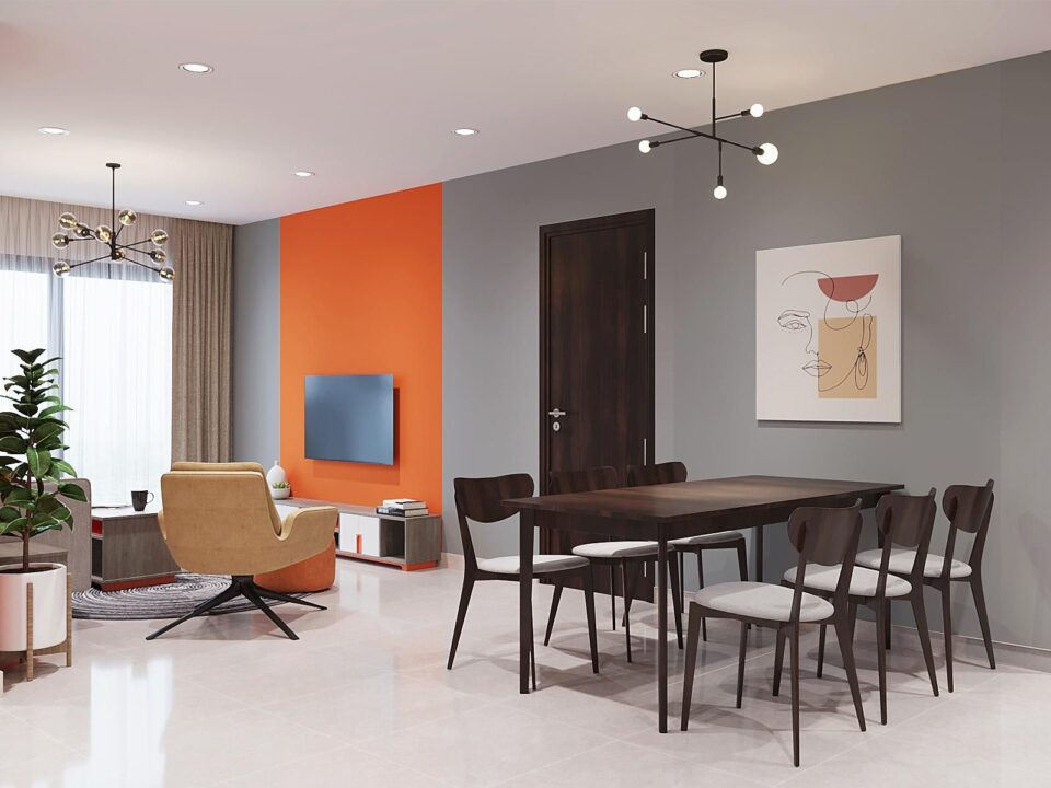 Phối màu cam trong thiết kế nội thất