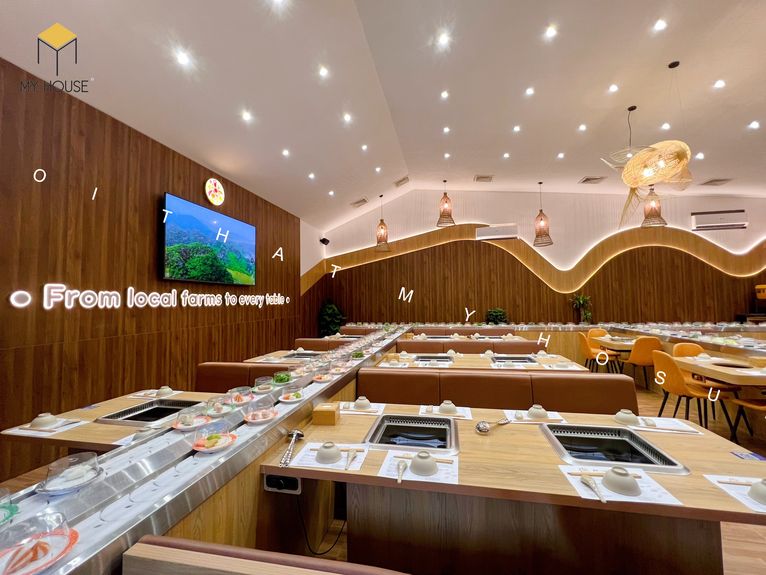Mẫu thiết kế nội thất nhà hàng lẩu băng chuyền - Joy Buffet Mộc Châu 7