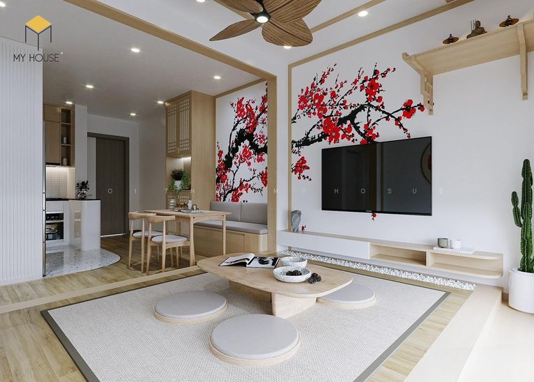 THiết kế nội thất chung cư 67m2 phong cách Nhật Bản