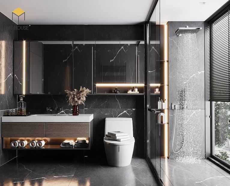 THiết kế nội thất nhà tắm kết hợp nhà vệ sinh chung cư 67m2